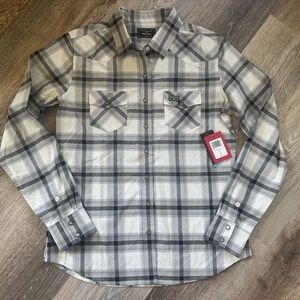Women's Kimes Plaid Button-Up Shirt - Gray and White